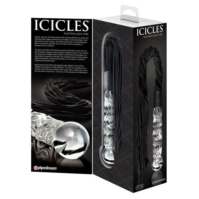 Icicles - Ekskluzywne Szklane Dildo Z Pejczem